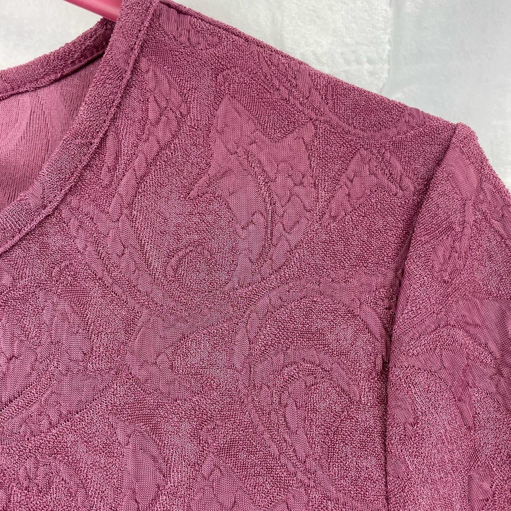 Jaclyn Smith Rose Pink Leafy Paisley Textured Tops Shirt Size S - Picture 2 of 6
